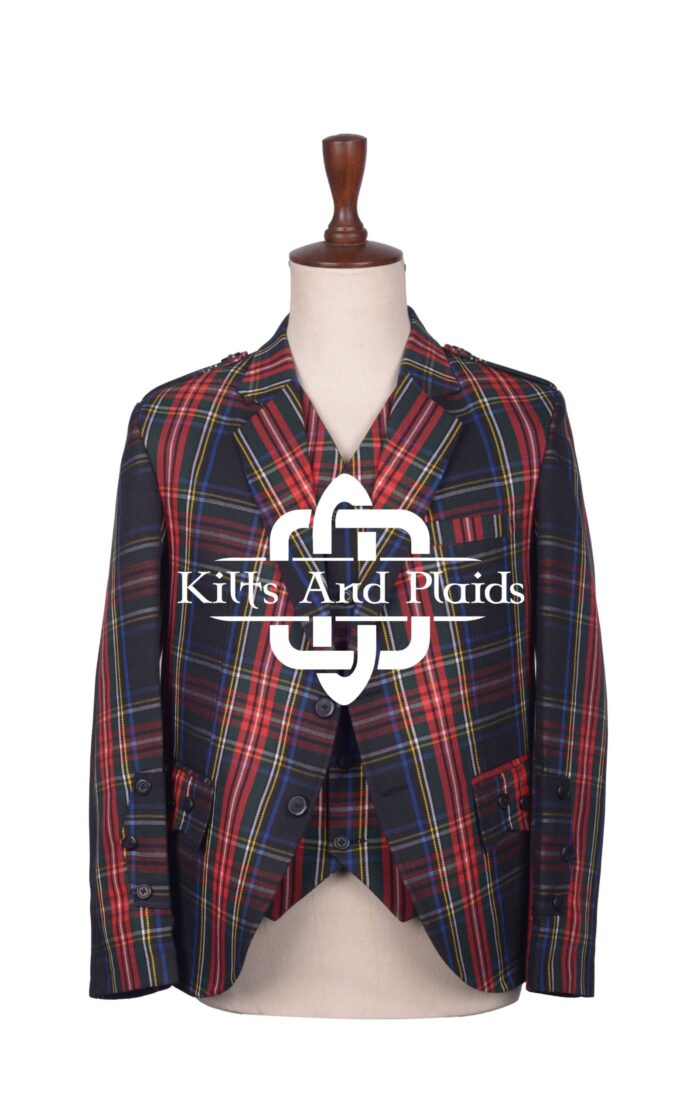 Black Stewart Tartan Scottish Jacket