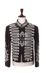 Black Velvet White Braided Hussar Jacket