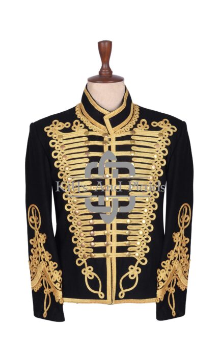 Black Wool Gold Braided Hussar Jacket