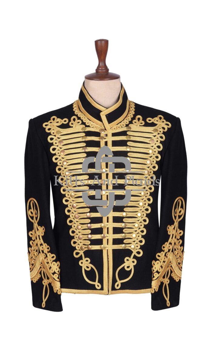 Black Wool Gold Braided Hussar Jacket