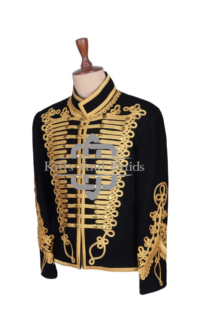 Black Wool Gold Braided Hussar Jacket