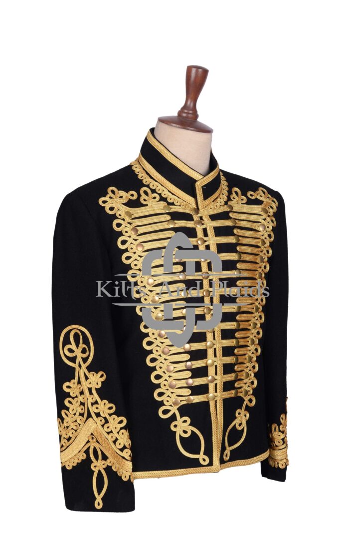 Black Wool Gold Braided Hussar Jacket