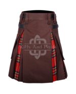 Brown Cotton Royal Stewart Hybrid Kilt