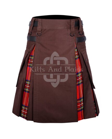 Brown Cotton Royal Stewart Hybrid Kilt
