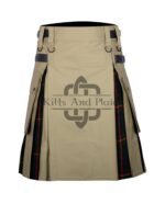 Khaki Cotton Gunn Tartan Hybrid Kilt
