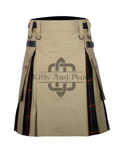 Khaki Cotton Gunn Tartan Hybrid Kilt