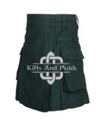 Solid Green Cotton Utility Kilt