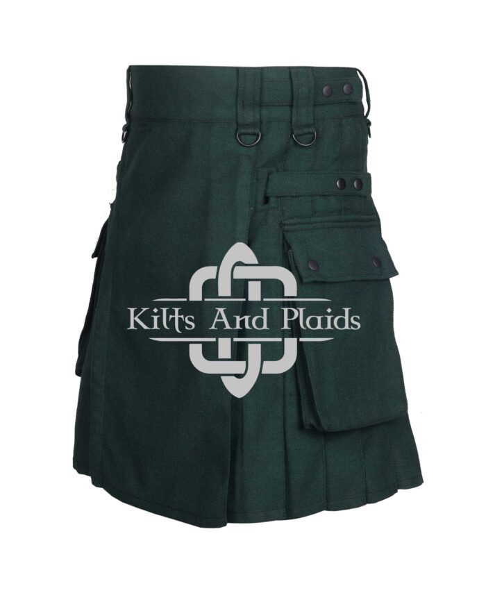 Solid Green Cotton Utility Kilt