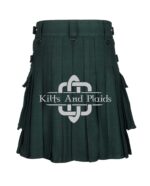Solid Green Cotton Utility Kilt