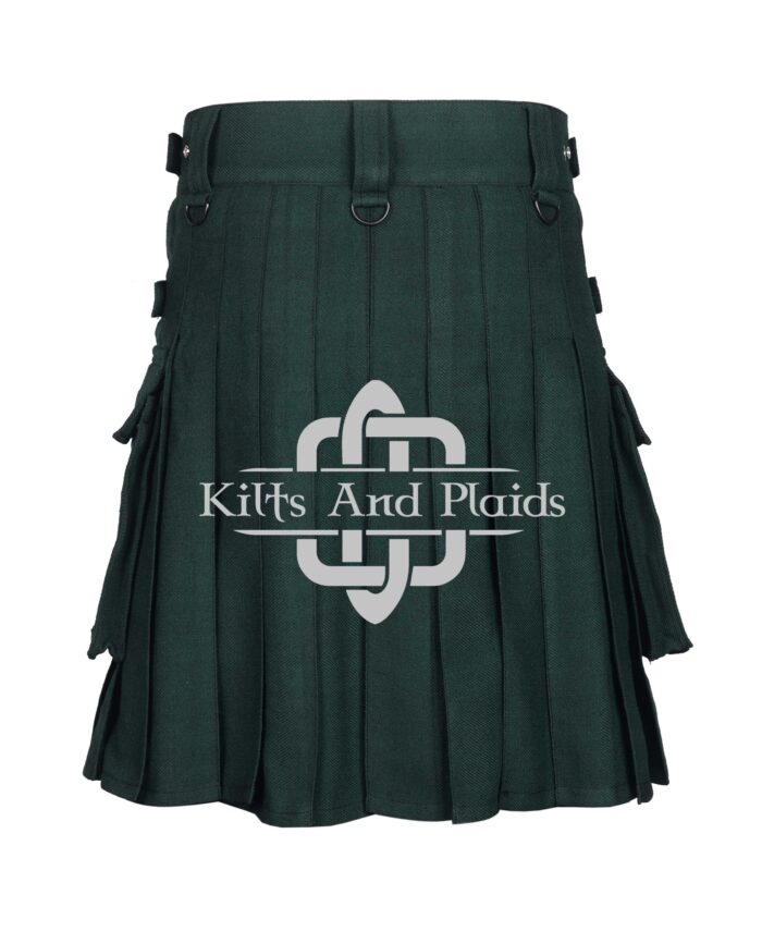 Solid Green Cotton Utility Kilt