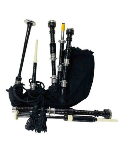 Highland Scottish Bagpipes Silver Mounts Black Rosewood