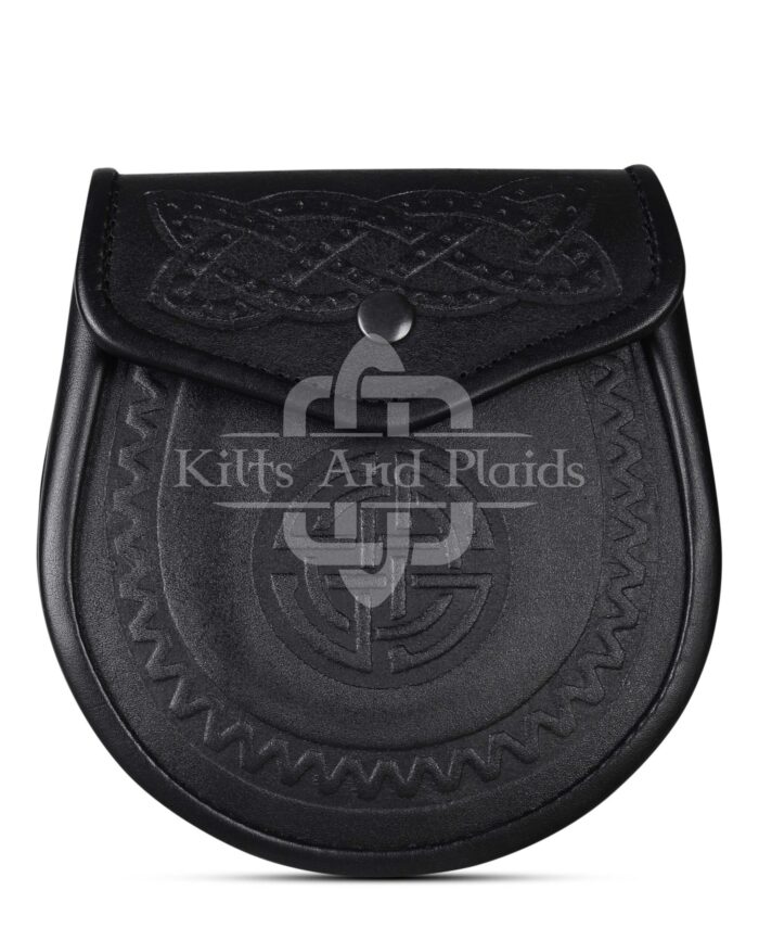 Double Embossed Black Leather Day Sporran