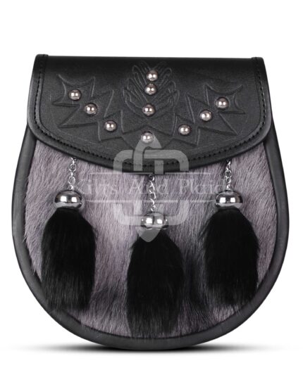 Gray Black Rabbit Fur Semi Dress Sporran