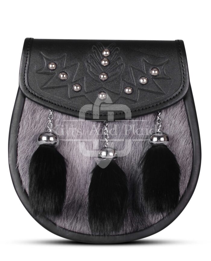 Gray Black Rabbit Fur Semi Dress Sporran
