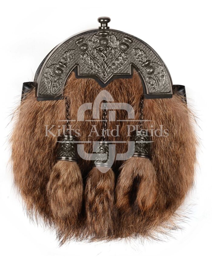 Nickle Brushed Thistle Coyote Fur Full Dress Sporran