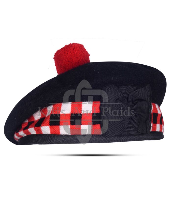 Black Wool Diced Balmoral Cap