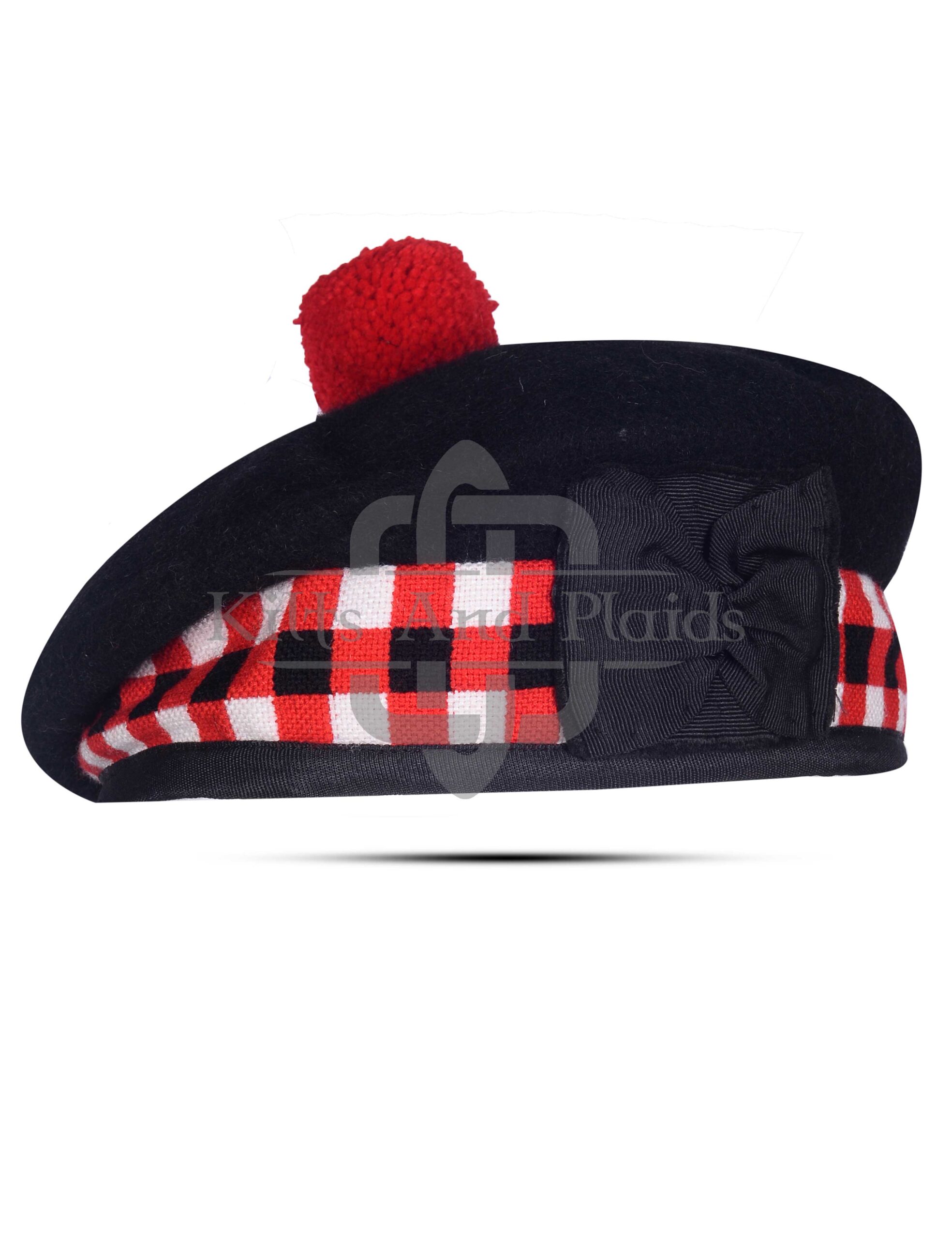 Black Wool Diced Balmoral Cap
