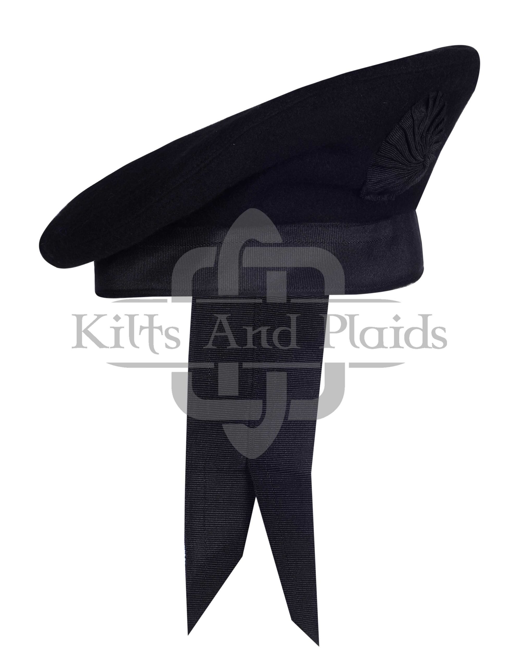 Black Wool Plain Balmoral Cap