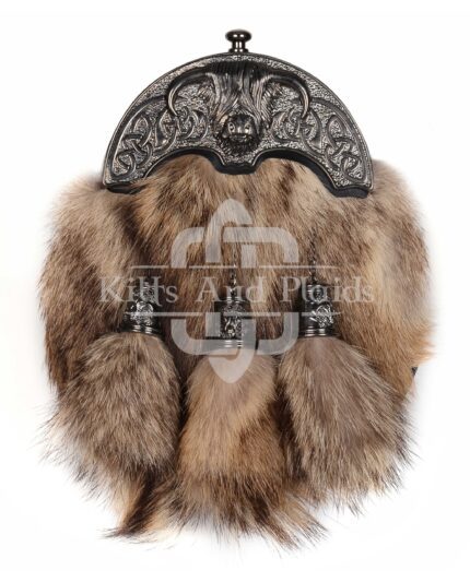 Nickel Brushed Highland Cow Coyote Fur Sporran
