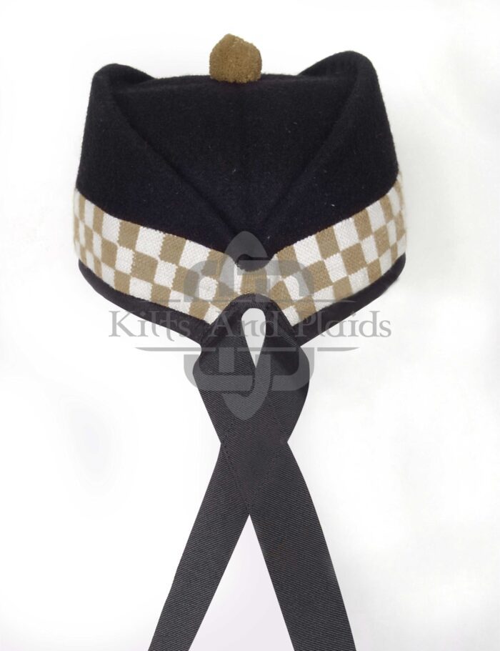 Black Wool Diced Glengarry Cap