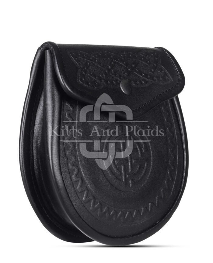 Double Embossed Black Leather Day Sporran