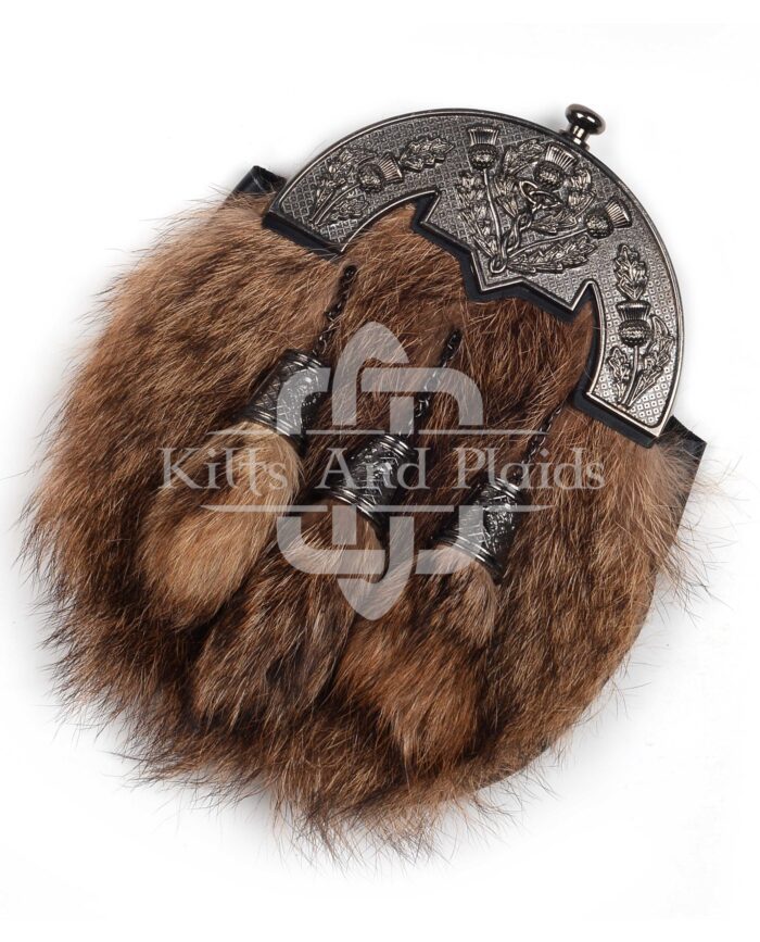 Nickle Brushed Thistle Coyote Fur Full Dress Sporran