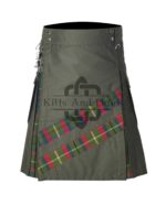 Olive Green Cotton - County Mayo Tartan Hybrid Kilt