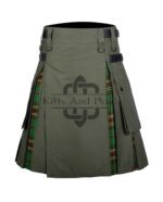 Olive Green Cotton - Tara Murphy Tartan Hybrid Kilt