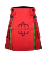 Red Cotton - Irish Tartan Hybrid Kilt