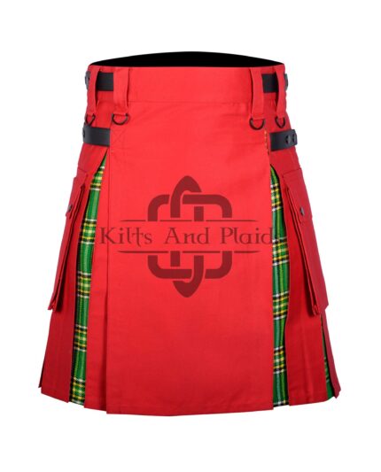 Red Cotton - Irish Tartan Hybrid Kilt