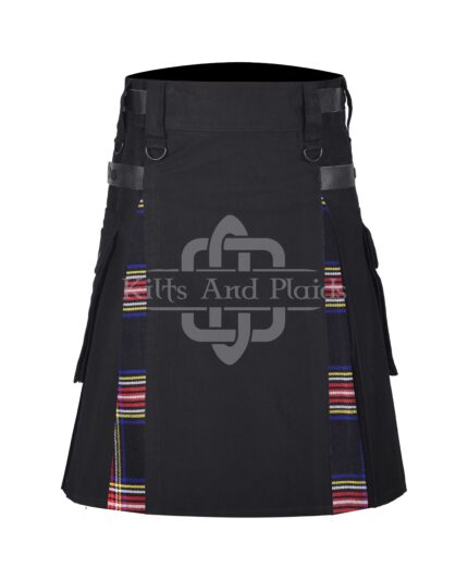 Sterwar Black Cotton Hybrid Utility kilt