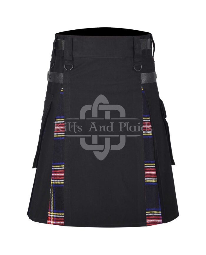 Sterwar Black Cotton Hybrid Utility kilt