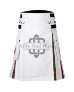 White Cotton Munro Tartan Hybrid Kilt