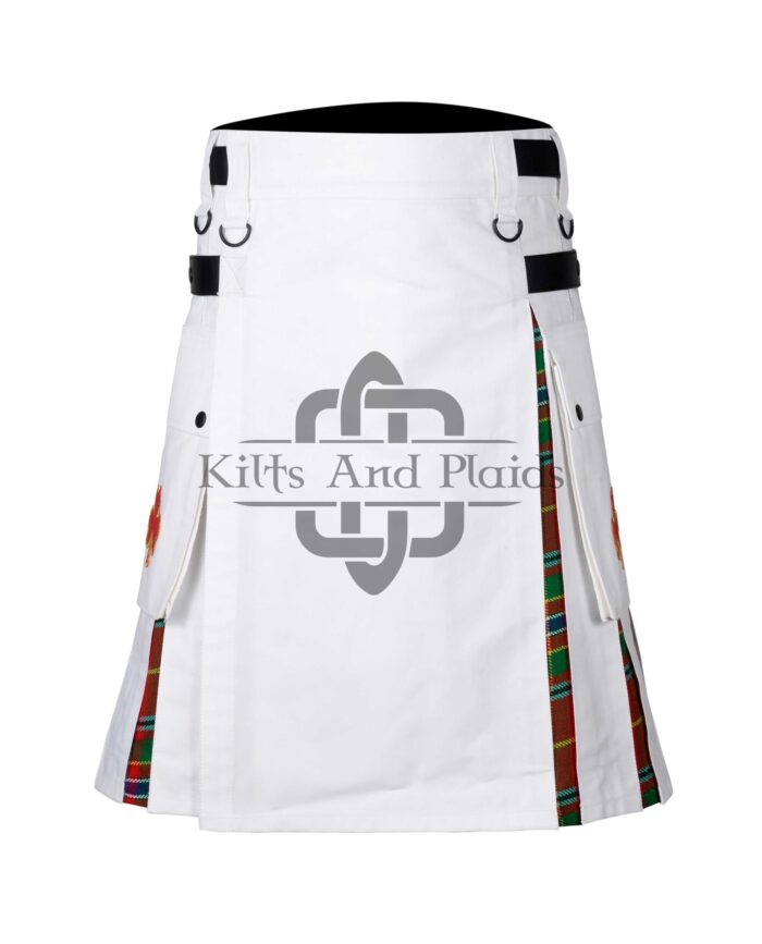 White Cotton Munro Tartan Hybrid Kilt