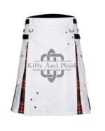 White Cotton Stewart Black Tartan Hybrid Kilt