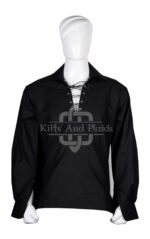 Traditional Scottish Ghillie Jacobite Black Kilt Shirt