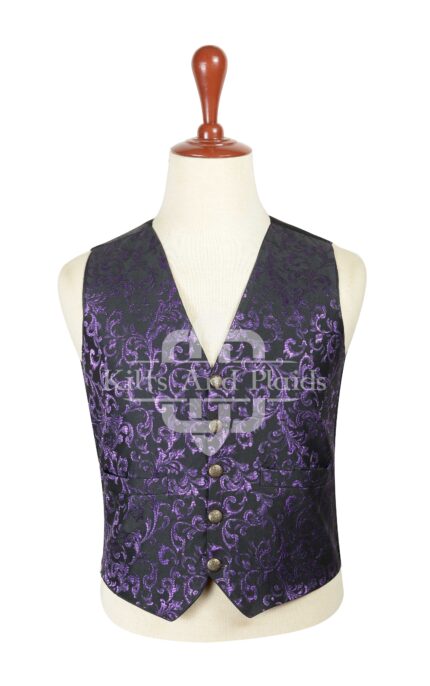 Purple Brocade 5-Button Waistcoat