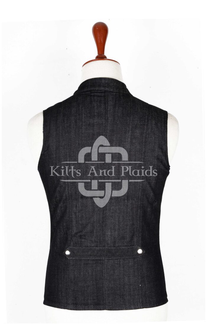 Black Denim Punk Rock Vest