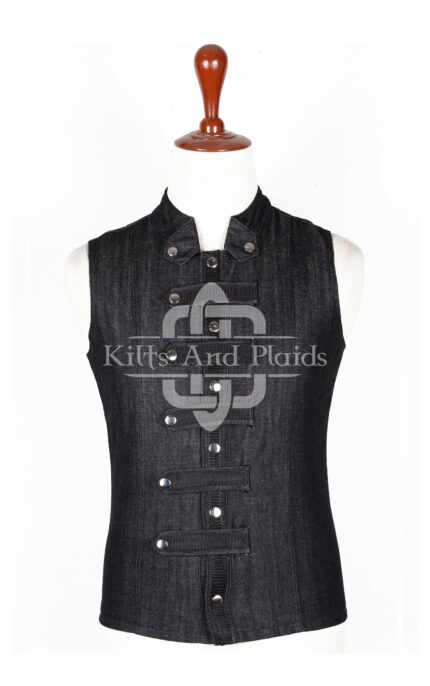 Black Denim Punk Rock Vest