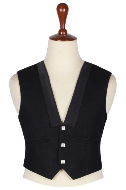 Black Wool Prince Charlie Vest
