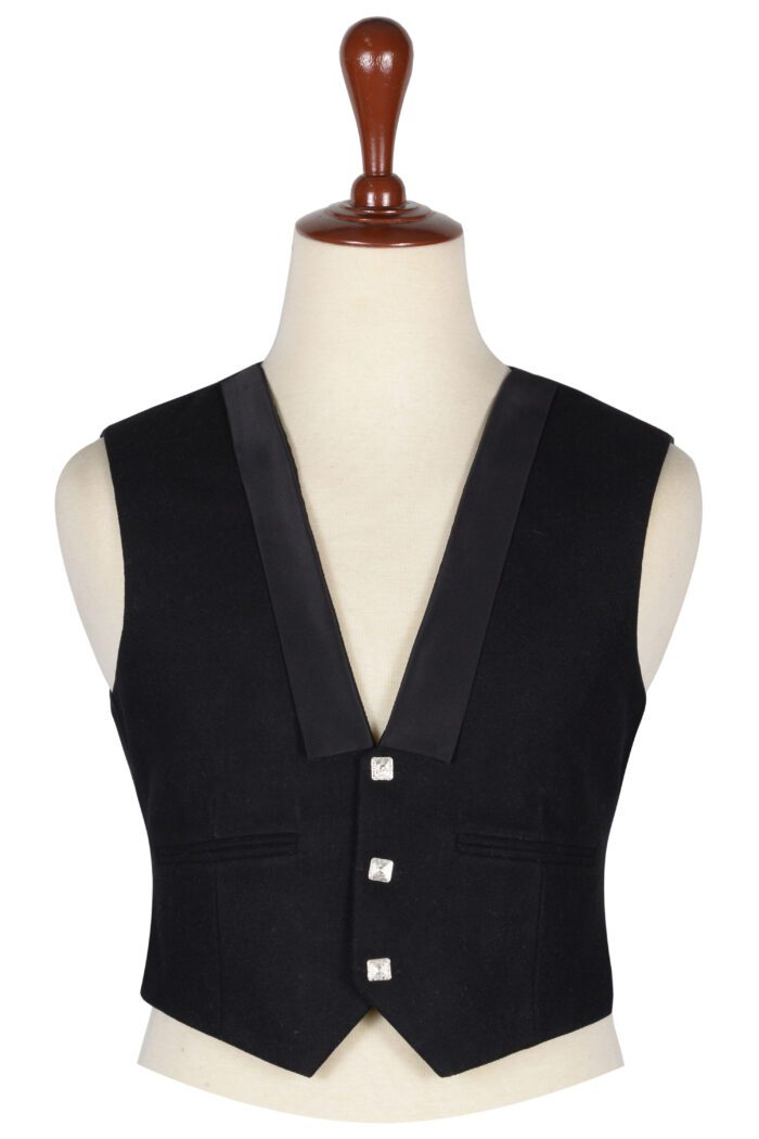 Black Wool Prince Charlie Vest