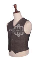 Brown Herringbone 5-Button Waistcoat
