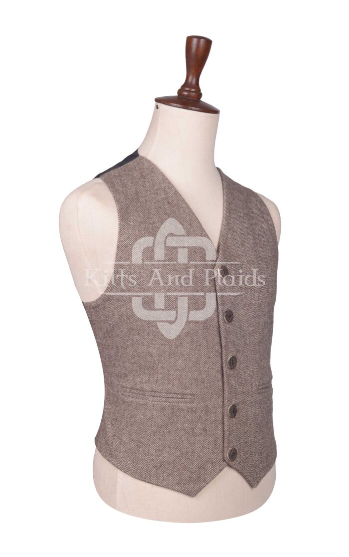 Brown Tweed 5-Button Waistcoat