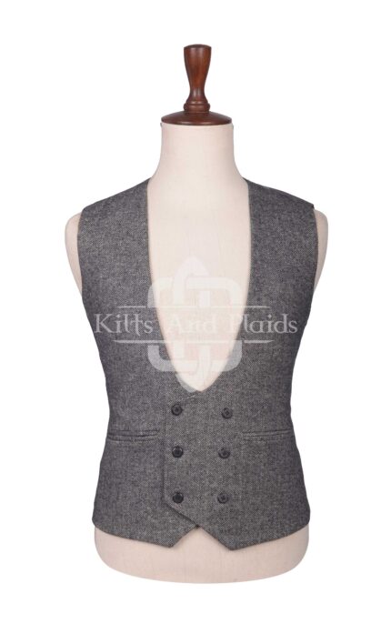 Brown Tweed Double Breasted Kilt Waistcoat