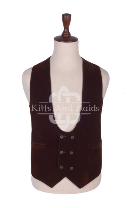 Brown Velvet Double Breasted Kilt Waistcoat