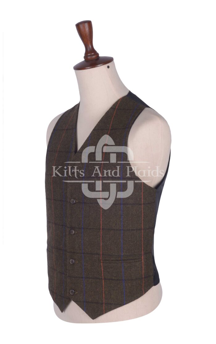 Country Brown Tweed 5-Button Waistcoat