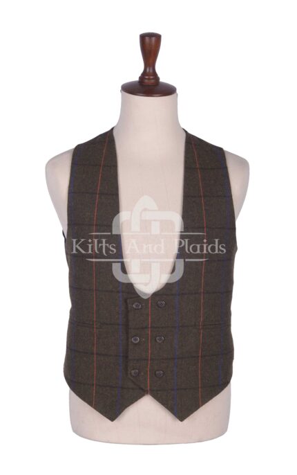Country Brown Tweed Double Breasted Kilt Waistcoat