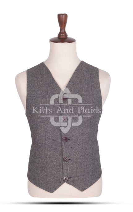 Gray Tweed 5 Buttons Argyll Vest