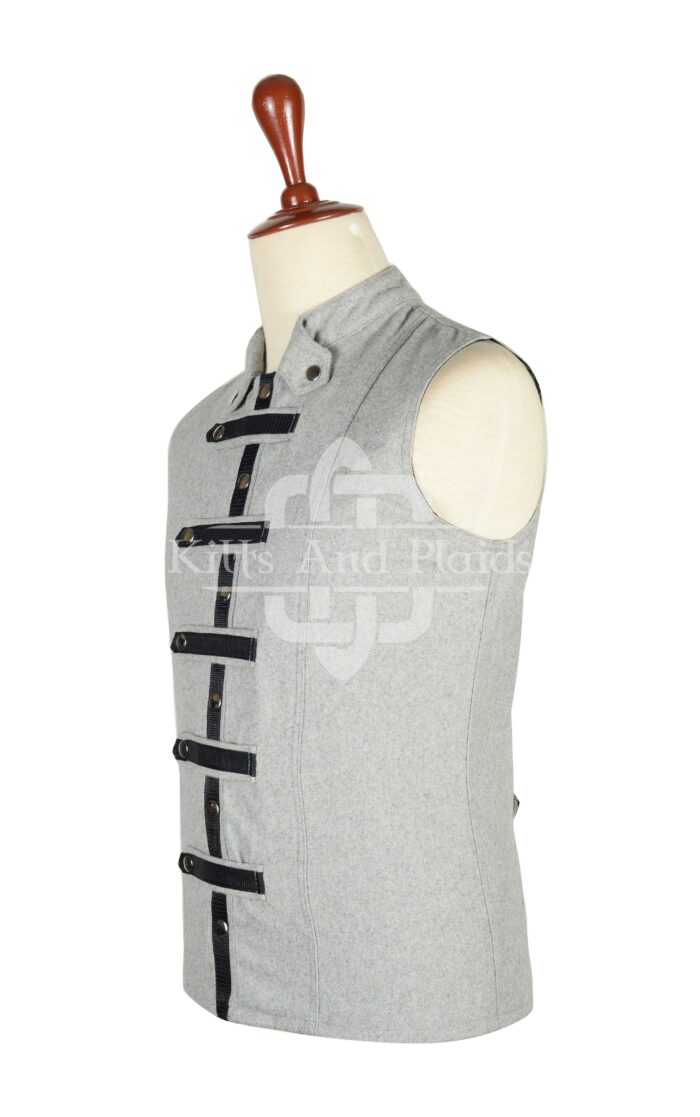 Gray Wool Punk Rock Waistcoat