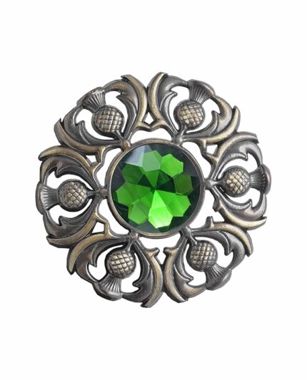 Scottish Green Antique Brass Brooch